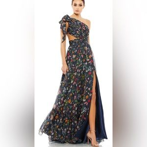 Sexy Asymmetrical Neckline Cutout A-line Dress with Slit from Mac Duggal